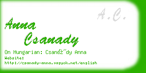 anna csanady business card